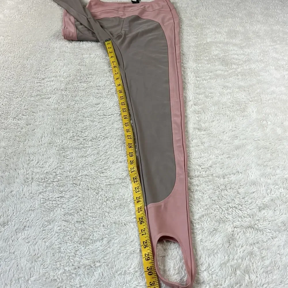 Out From Under Urban Outfitters pink and taupe stirrup leggings, size medium‎